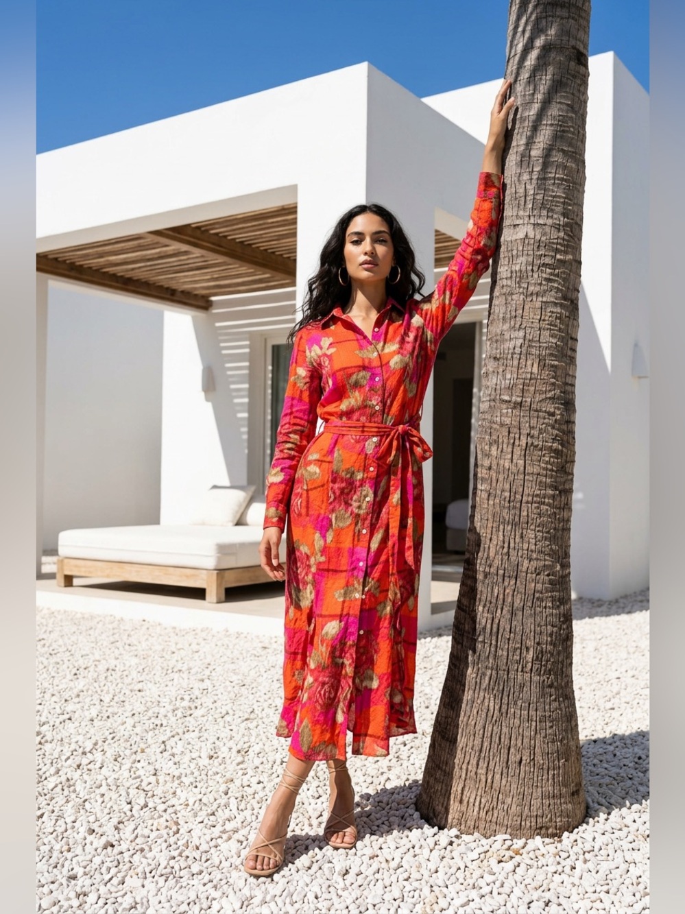 Lauren Ralph Lauren Black Label NWTFloral Shirt‑Style Linen floral belted Dress.